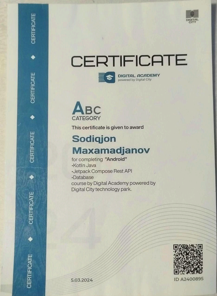 Android Development Certificate