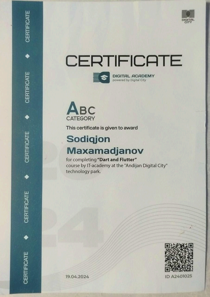Flutter Development Certificate